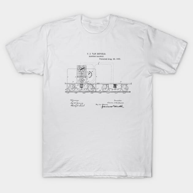 Electric Railway Vintage Patent Hand Drawing T-Shirt by TheYoungDesigns